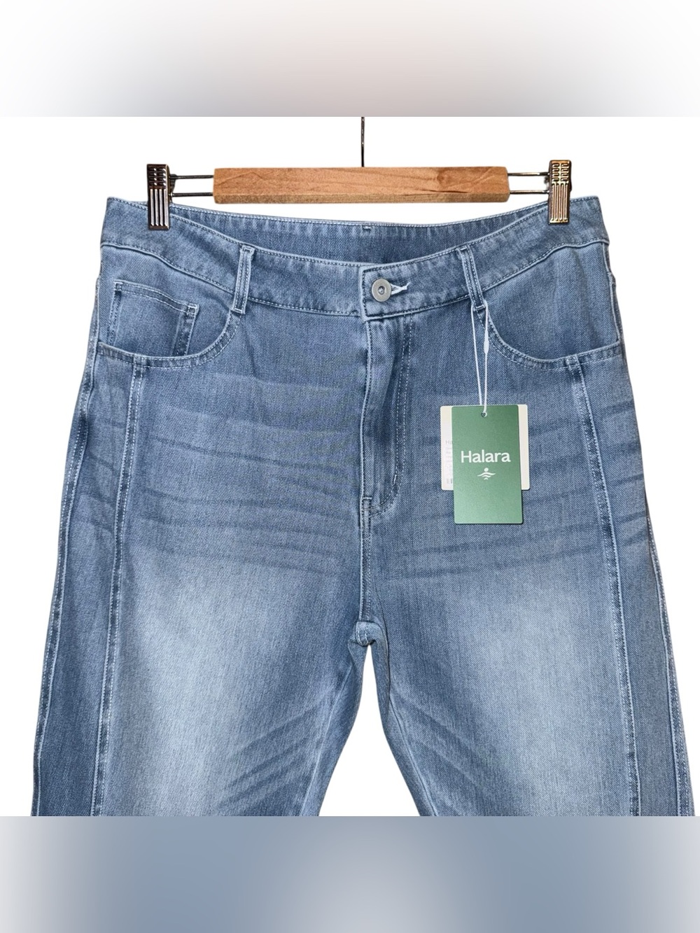 NWT HALARA Flex High Waisted Casual Skinny Jeans Pockets Medium Blue Large Tall - Picture 7 of 15